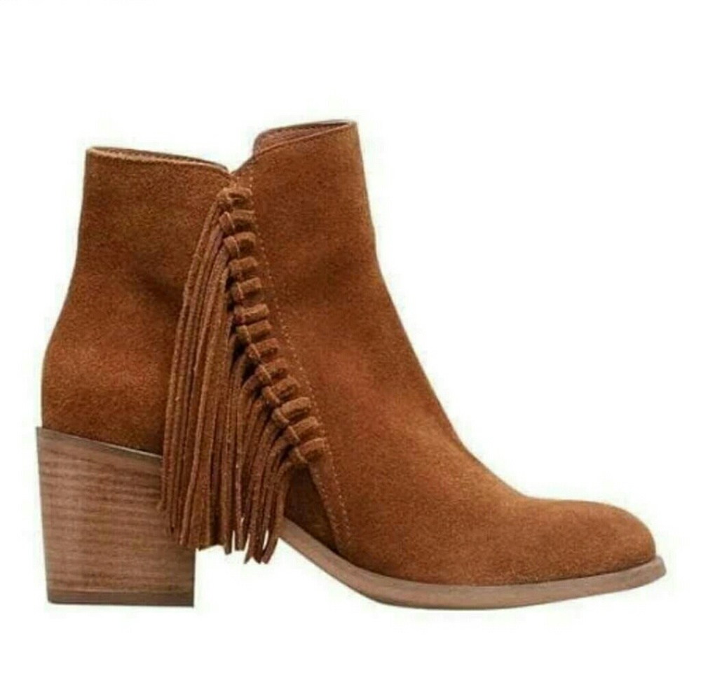 Kenneth Cole Reaction Leather  Fringe Ankle Boots